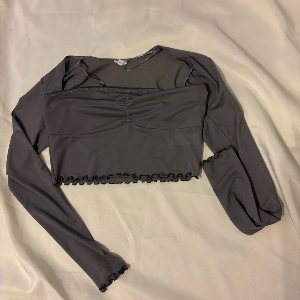 Garage Charcoal Long Sleeve Blouse
